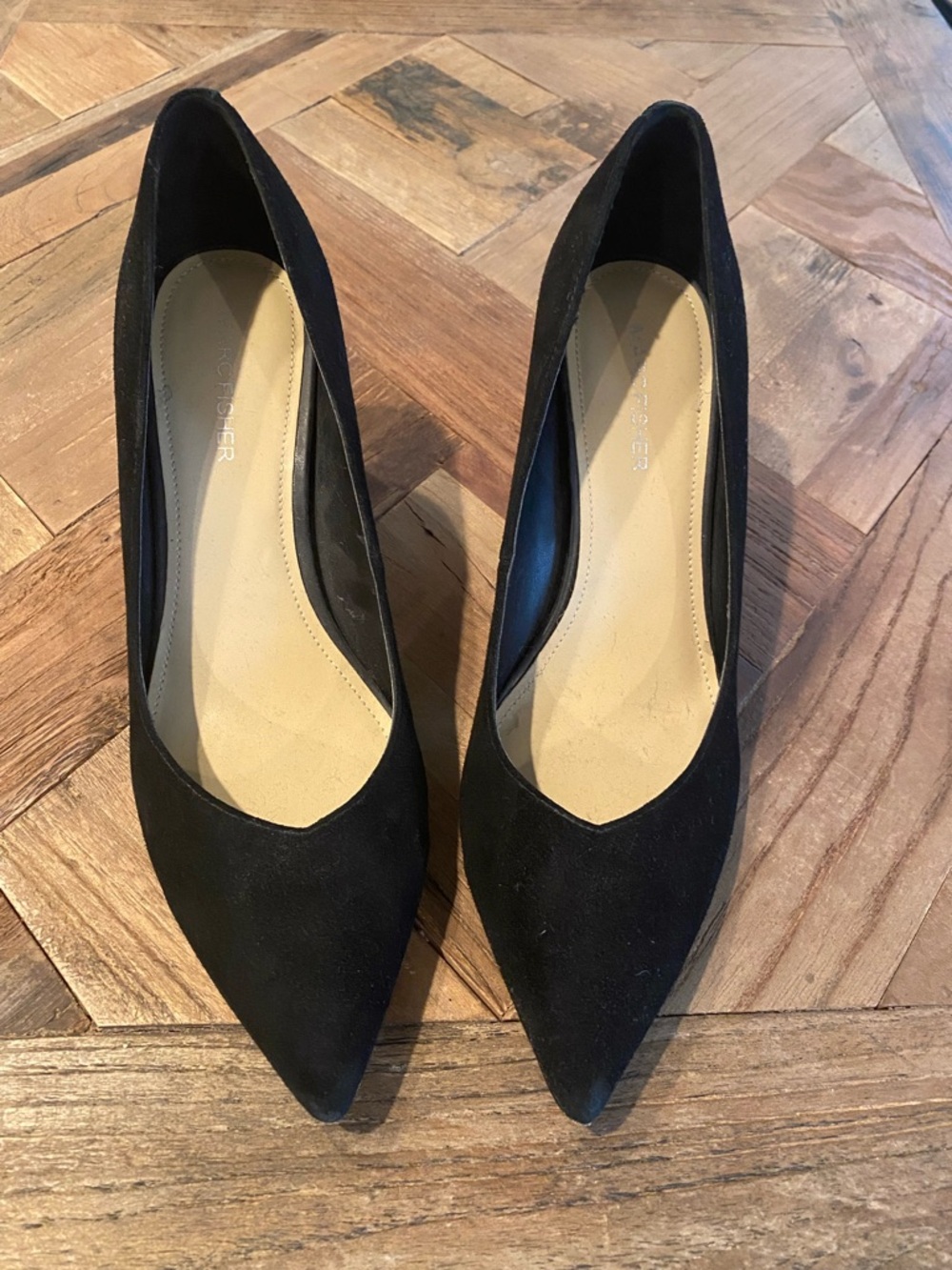Marc Fisher Black Suede Pointed-Toe Classic Pumps